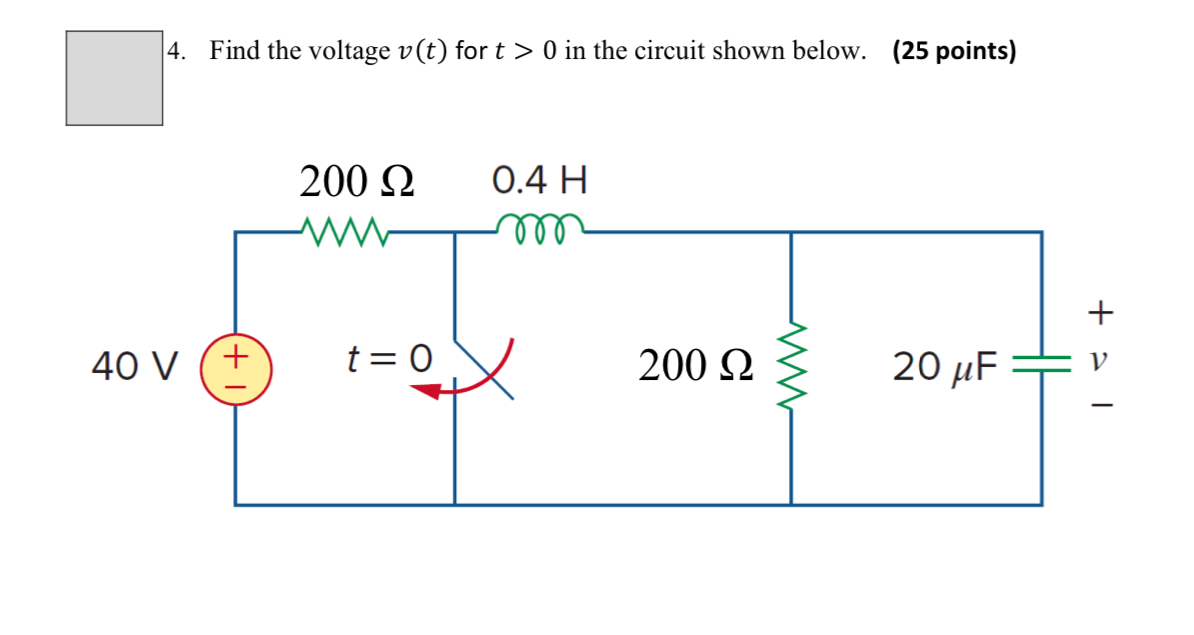 Solved Find the voltage v(t) for t > 0 in the circuit shown | Chegg.com