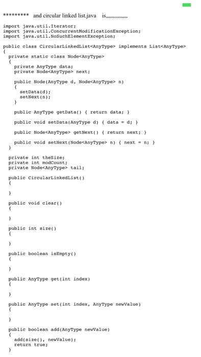 Solved Page 1 of 6 Circular Linked List Assignment Overview | Chegg.com