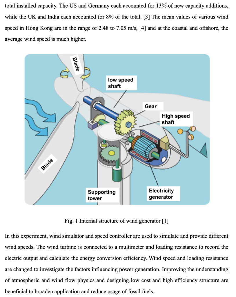 Solved 1. Introduction Wind represents a form of sustainable | Chegg.com