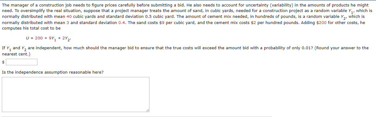 Solved The manager of a construction job needs to figure | Chegg.com
