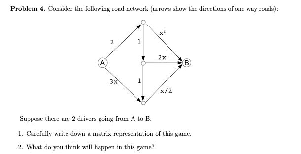 Problem 4. Consider the following road network | Chegg.com