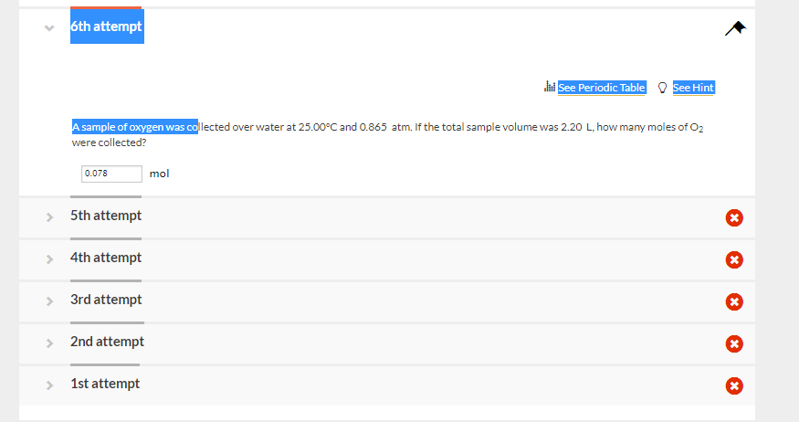 Solved A sample of oxygen was collected over water at | Chegg.com