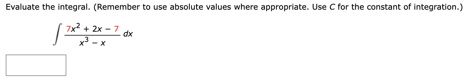 Solved Evaluate the integral. (Remember to use absolute | Chegg.com