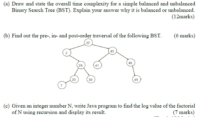 Solved (a) Draw and state the overall time complexity for a | Chegg.com