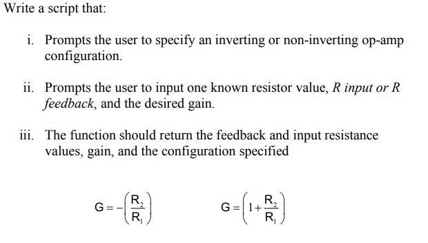 Solved Write a script that: i. Prompts the user to specify | Chegg.com