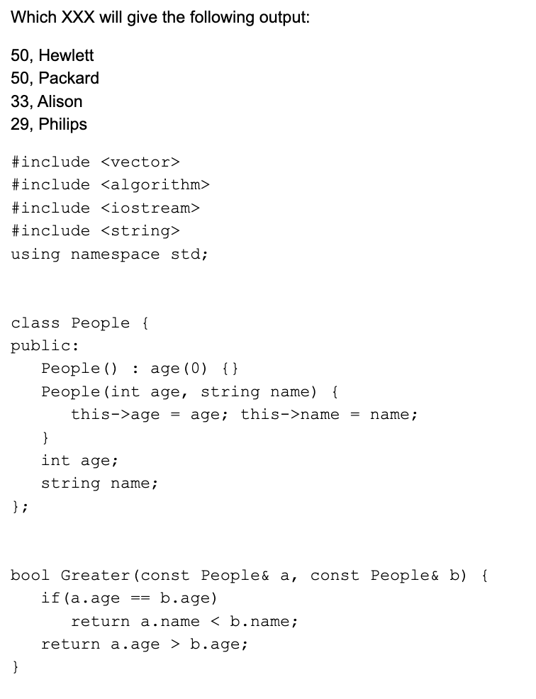 Solved Which XXX will give the following output: 50, Hewlett