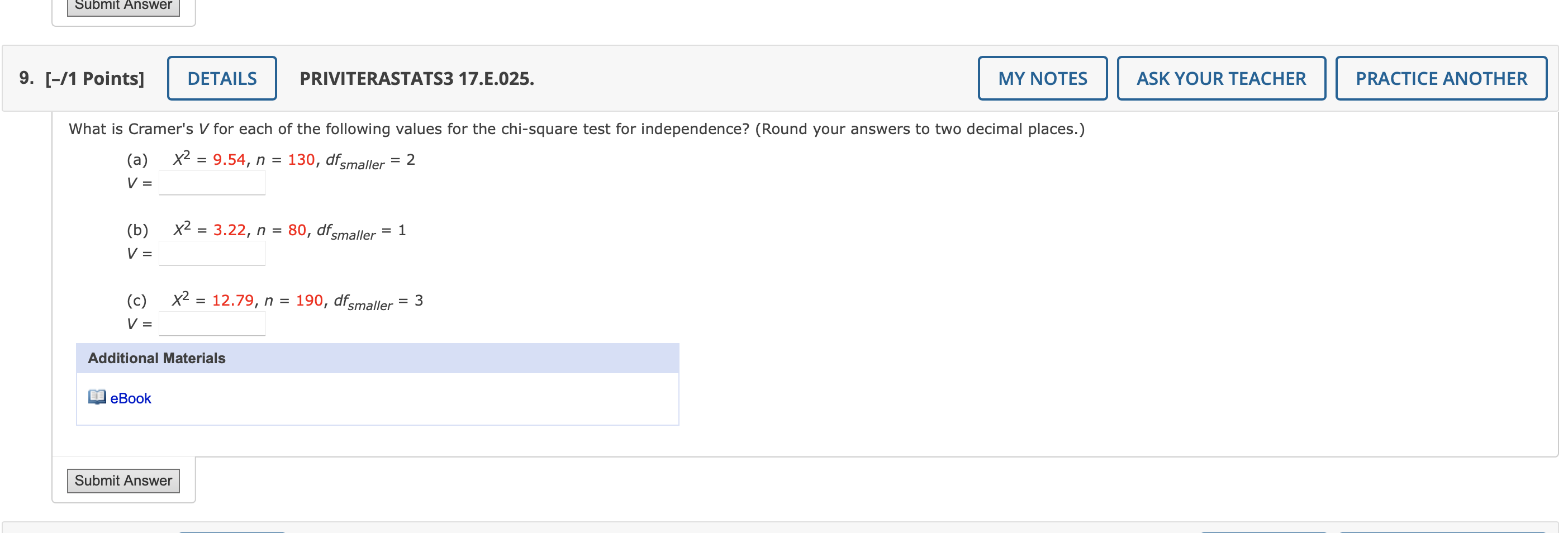Solved /1 Points] PRIVITERASTATS3 17.E.025. What is Cramer's | Chegg.com