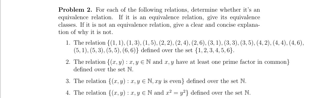 Solved Problem 2. ﻿For each of the following relations, | Chegg.com