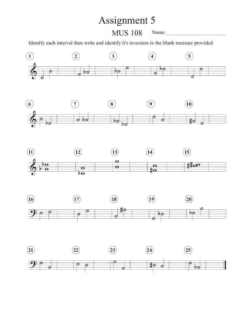Assignment 5 MUS 108 Name: Identify each interval | Chegg.com