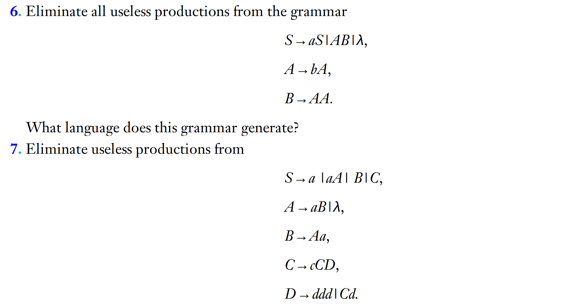 Solved 6. Eliminate all useless productions from the grammar  Chegg.com