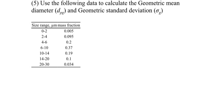 Solved (5) Use the following data to calculate the Geometric | Chegg.com