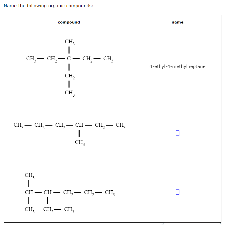 Solved Name the following organic compounds: | Chegg.com