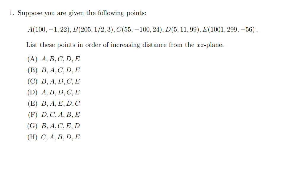 Solved 1. Suppose You Are Given The Following Points: | Chegg.com