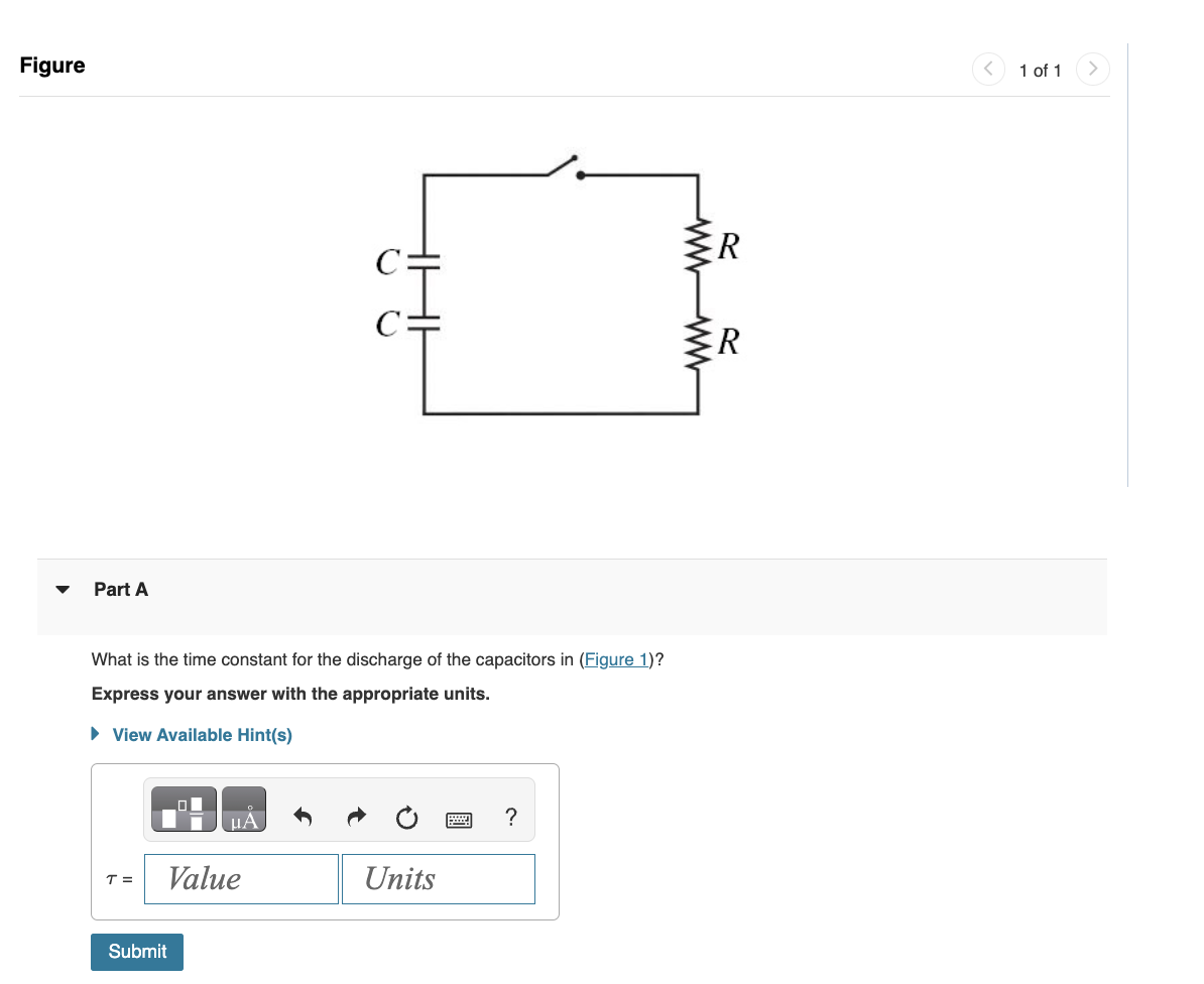 Solved What is the time constant for the discharge of the