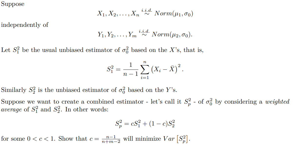 Solved Suppose X1,X2,…,Xn∼ i.i.d. Norm(μ1,σ0) independently | Chegg.com