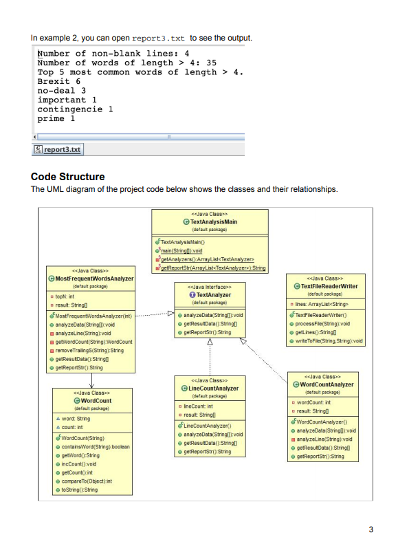 Project 6: Text Analyzer A Framework for Analyzing | Chegg.com