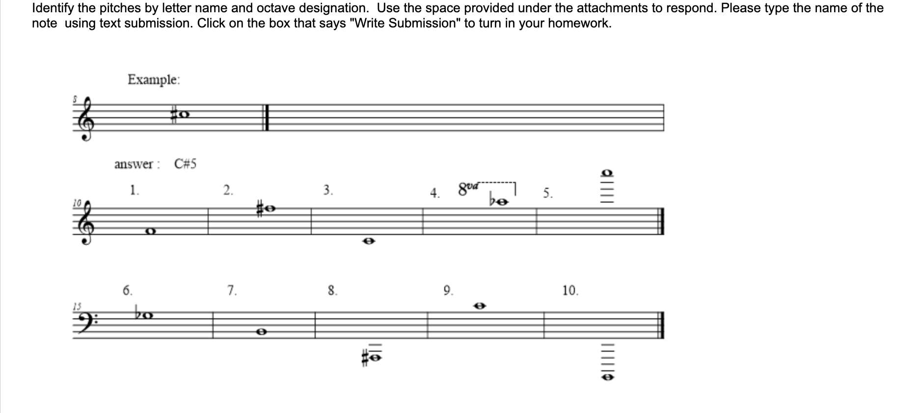 Solved Identify the pitches by letter name and octave