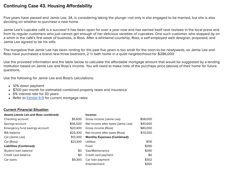 Solved Continuing Case 43. Housing Affordability Five years | Chegg.com