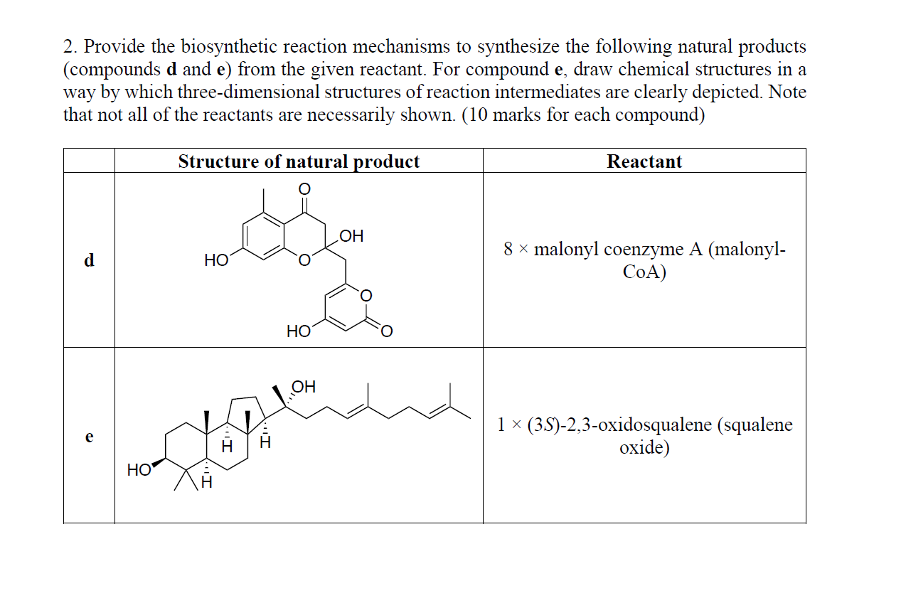 Solved 2. Provide the biosynthetic reaction mechanisms to | Chegg.com