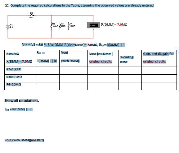 Solved Q2. Complete the required calculations in the Table, | Chegg.com