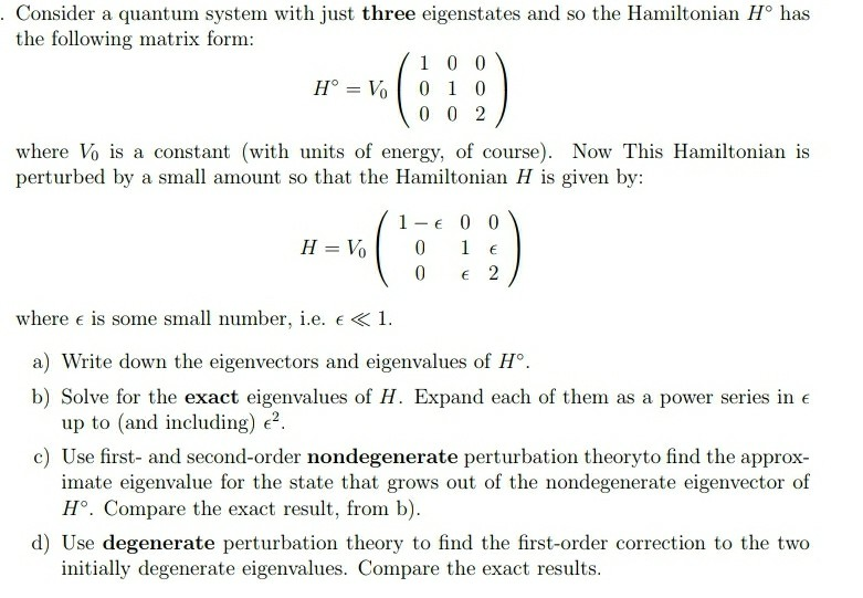 Solved . Consider a quantum system with just three | Chegg.com
