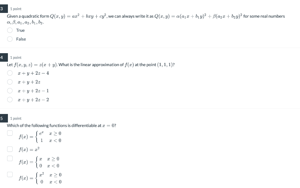 Solved 1 point Given a quadratic form Q(x,y)=ax2+bxy+cy2, we | Chegg.com
