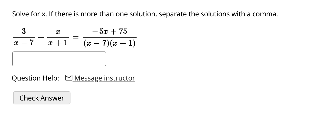 Solved Solve for x. If there is more than one solution, | Chegg.com