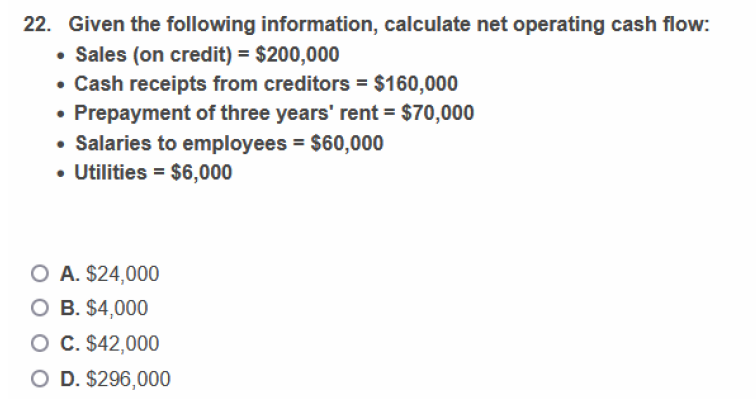 Solved 22. Given The Following Information, Calculate Net | Chegg.com