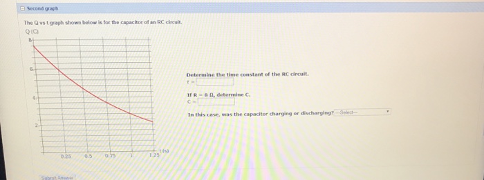 Solved Second graph The Q vs t graph shown below is for the | Chegg.com