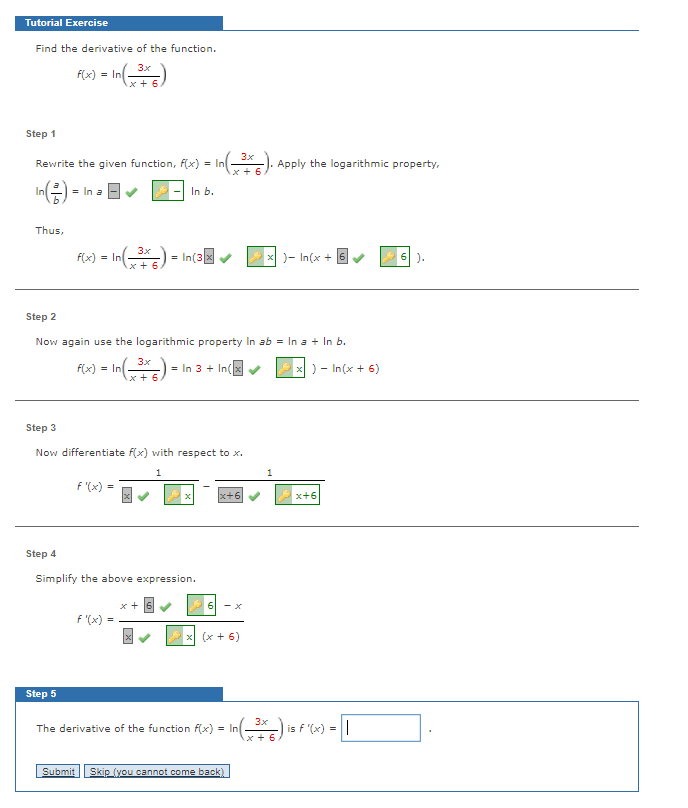 Solved Tutorial Exercise Find The Derivative Of The | Chegg.com