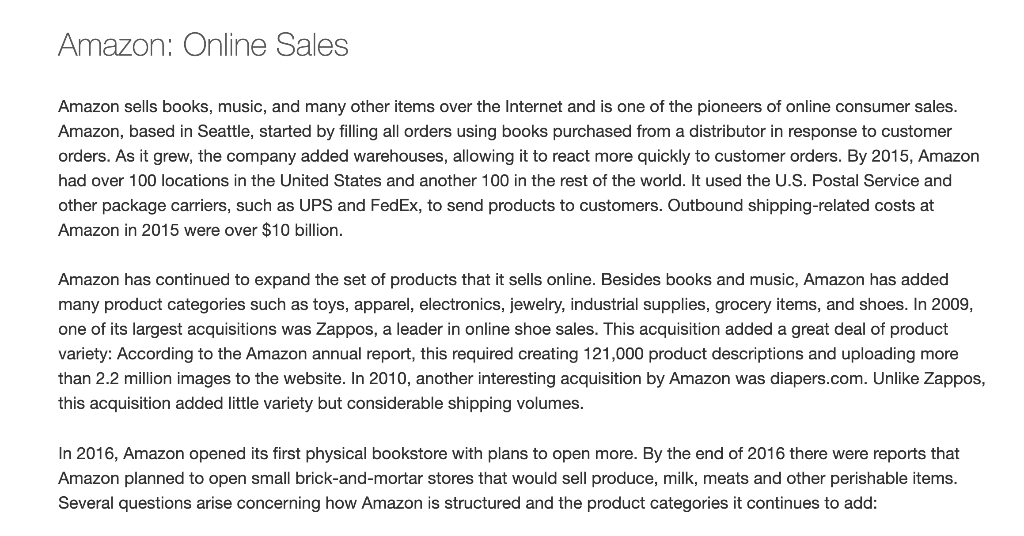 Solved Read "Amazon Online Sales" example on page 16 of
