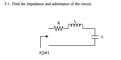 Solved 5.1. Find the impedance and admittance of the | Chegg.com