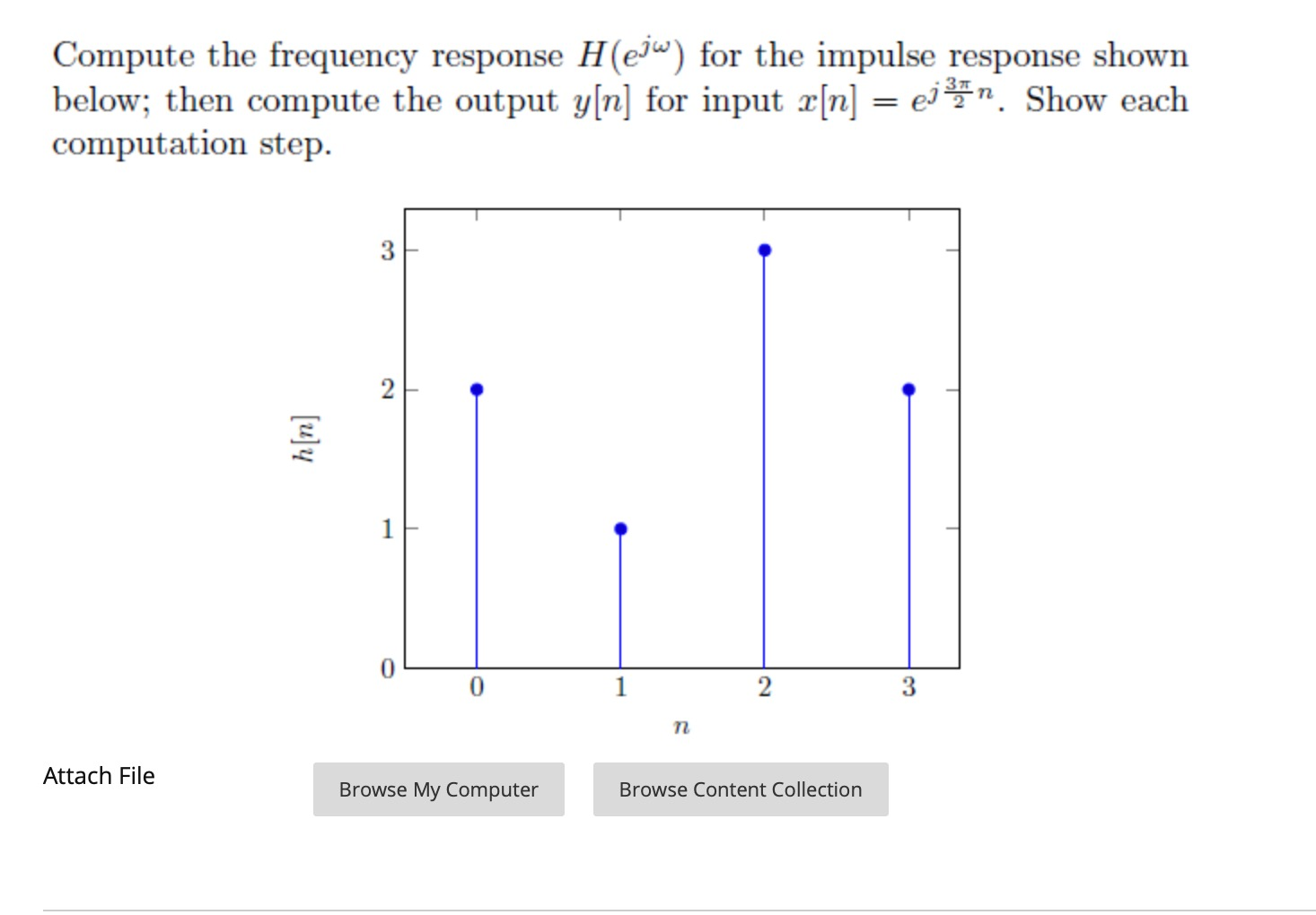 Solved Compute the frequency response Hejw) for the impulse | Chegg.com