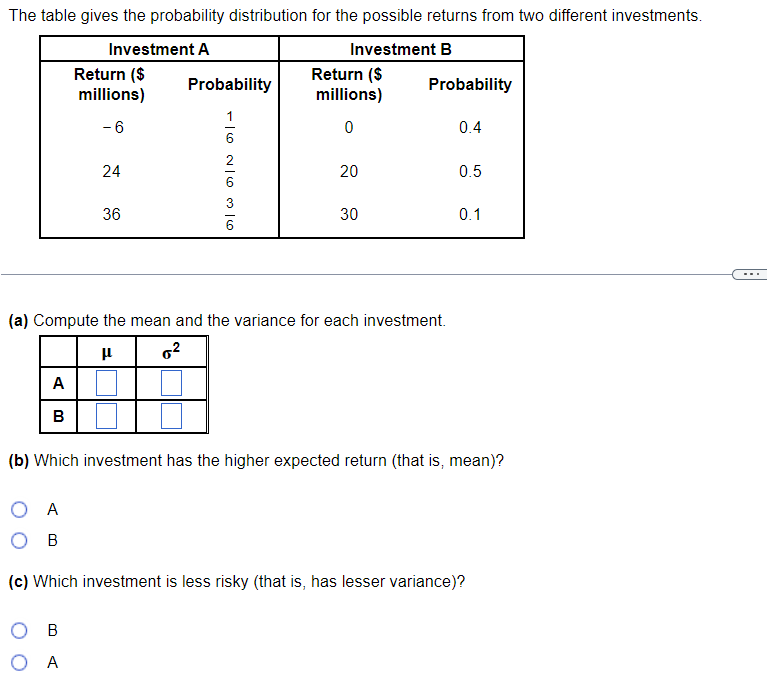 Solved (a) Compute The Mean And The Variance For Each | Chegg.com