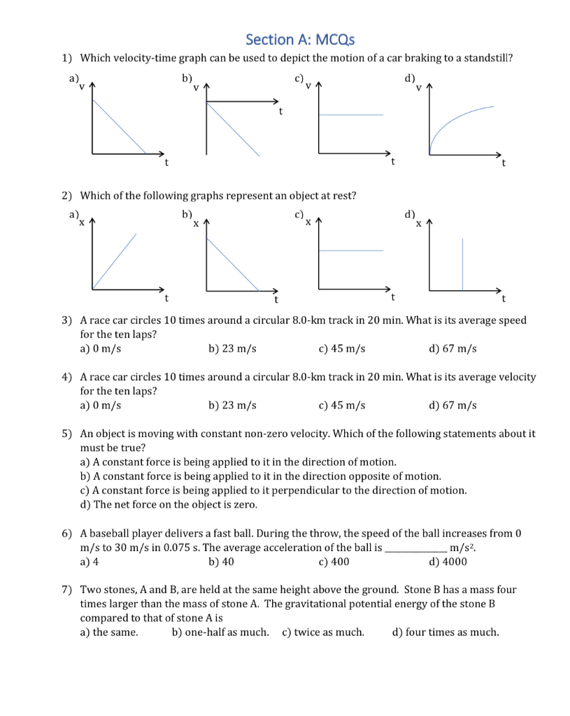 Solved Section A: MCQS 1) Which velocity-time graph can be | Chegg.com