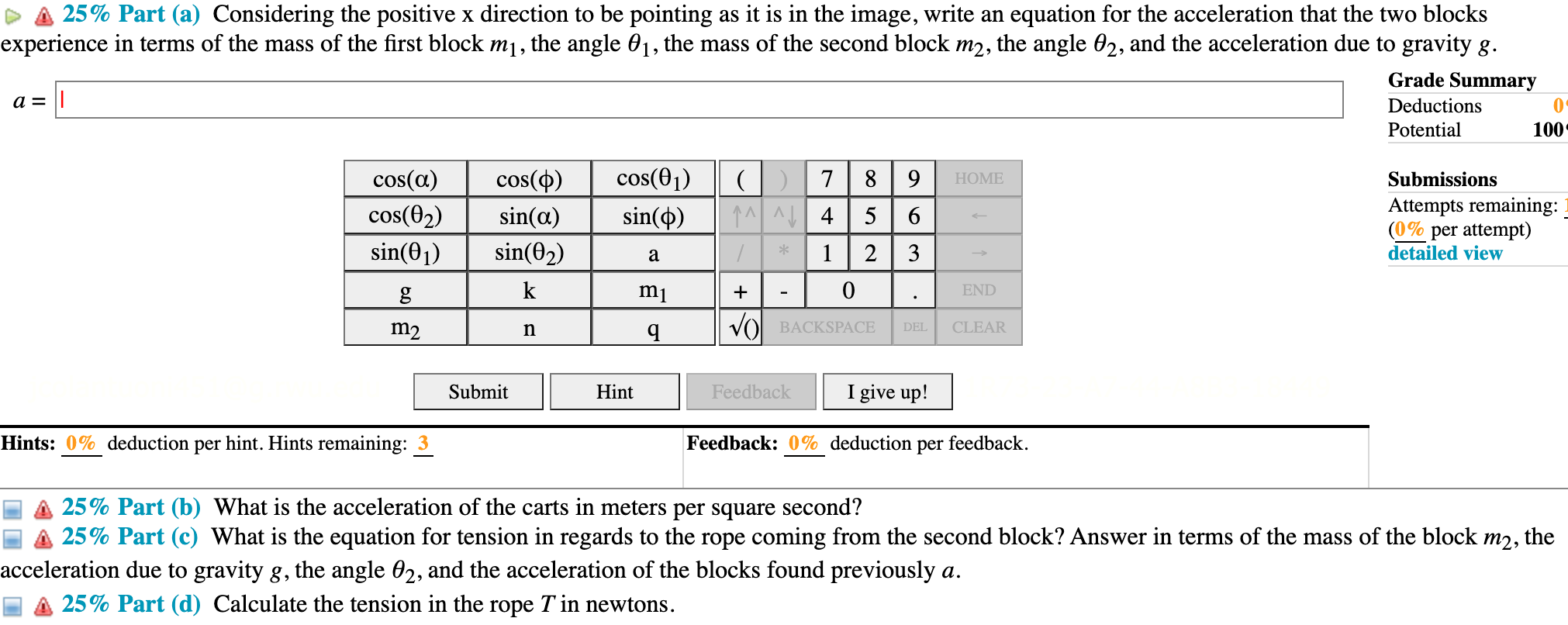 Solved (7%) Problem 13: Displayed to the right are two carts | Chegg.com