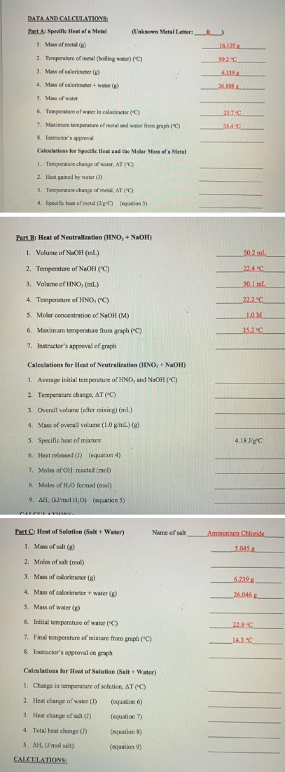 Solved Part B: Heat of Neutralization ( HNO3+NaOH) 1. Volume | Chegg.com