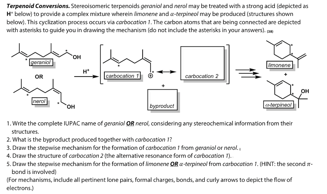 Solved Terpenoid Conversions. Stereoisomeric terpenoids | Chegg.com