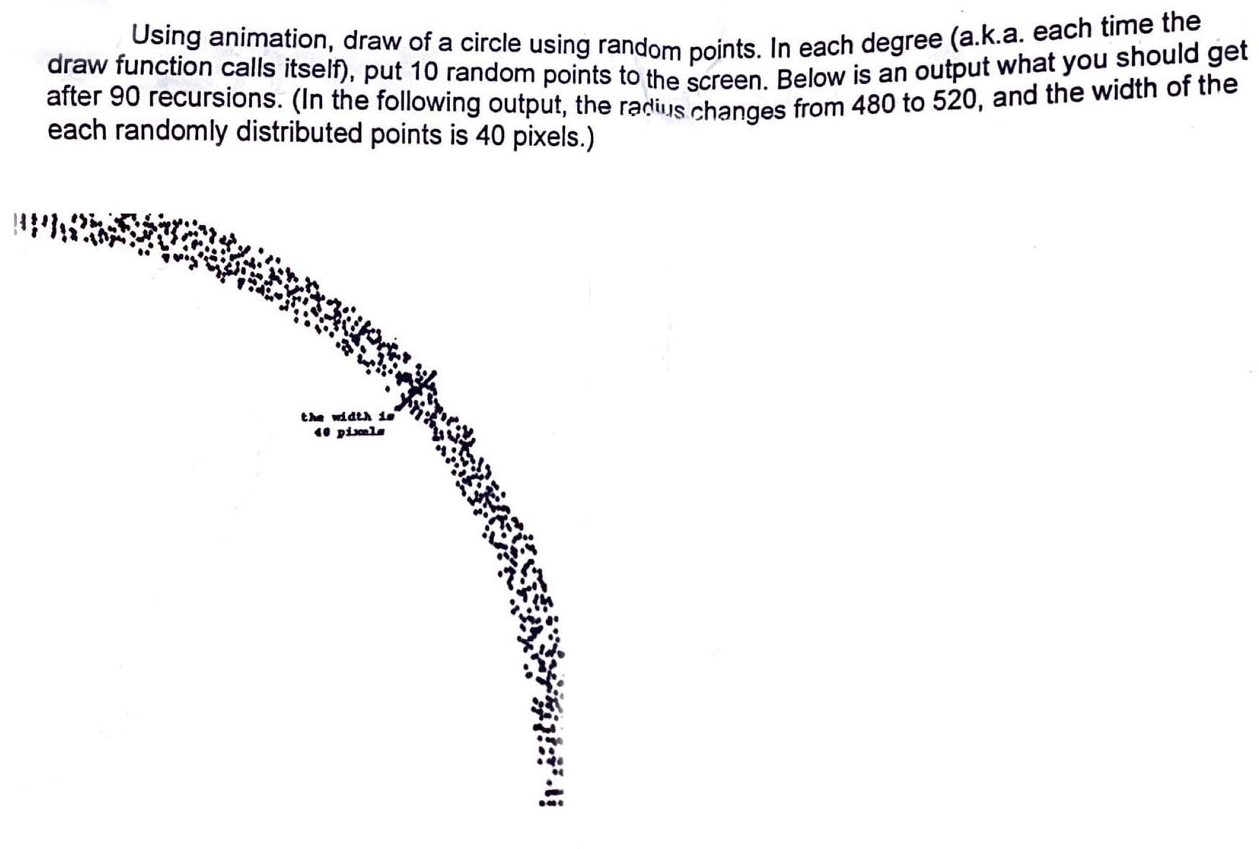 Solved Using animation, draw of a circle using random | Chegg.com