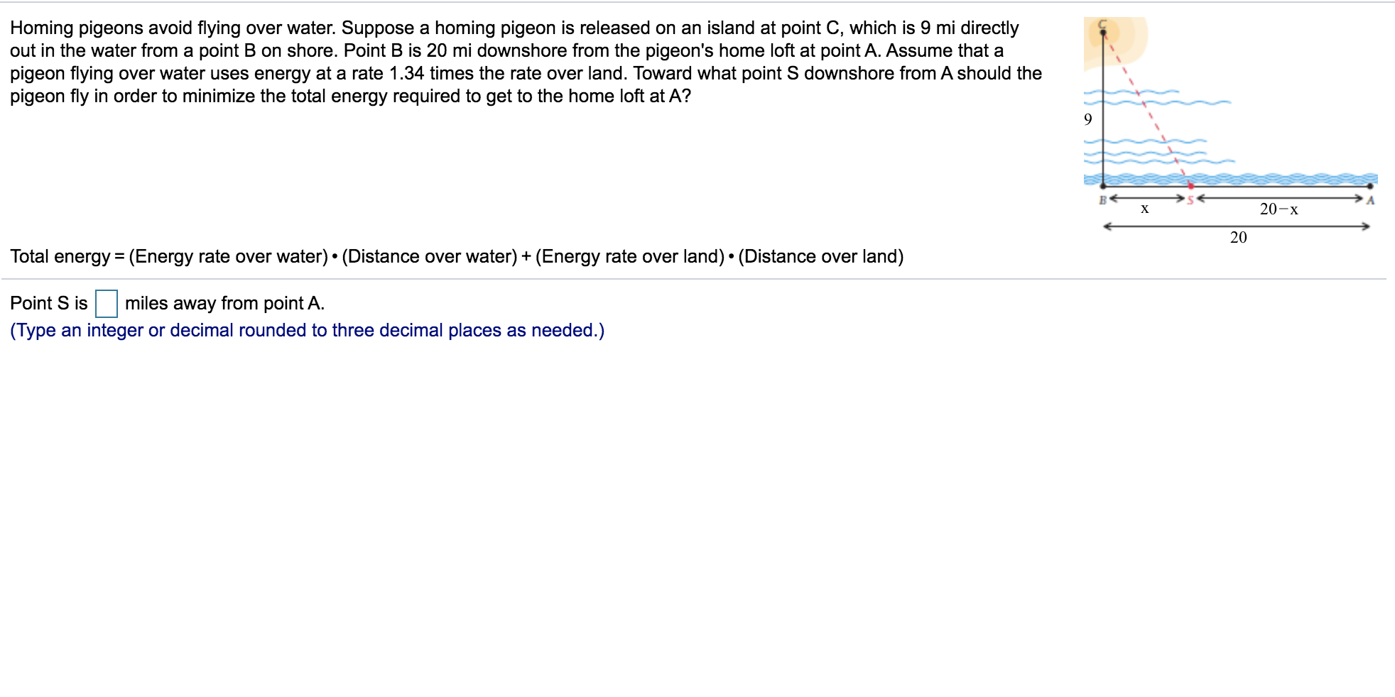 Solved Homing pigeons avoid flying over water. Suppose a