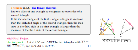 Triangle Hinge Theorem Example Solved Theorem 11.1.8. The Hinge Theorem Let two sides of | Chegg.com