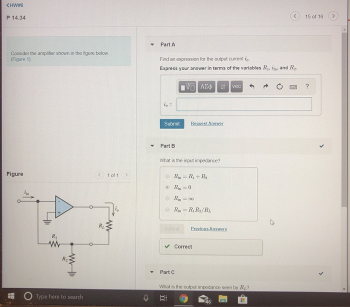 Solved P 14.34 15 of 16> Part A Consider the amplifier shown | Chegg.com