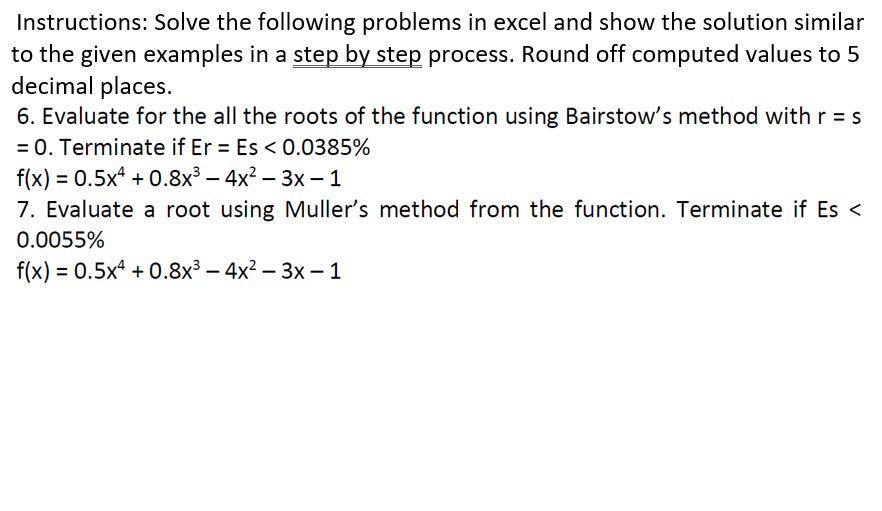 Solved Instructions: Solve the following problems in excel | Chegg.com
