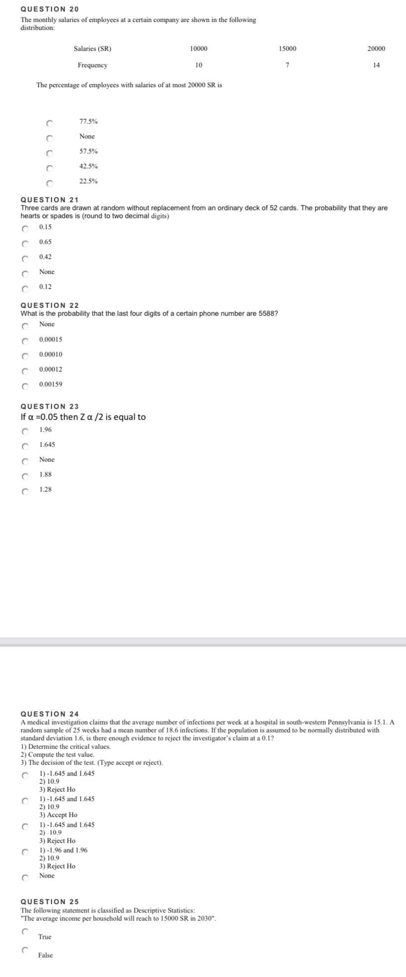 Solved QUESTION 20 The monthly salaries of employees at a | Chegg.com