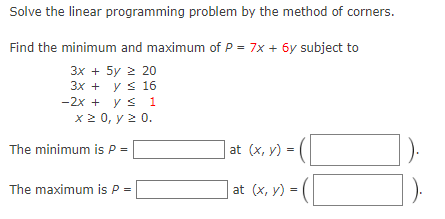 Solved Solve the linear programming problem by the method of | Chegg.com