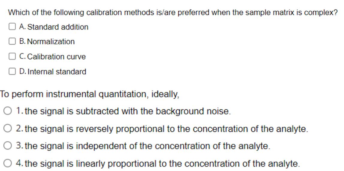 Solved Which Of The Following Calibration Methods Is/are | Chegg.com