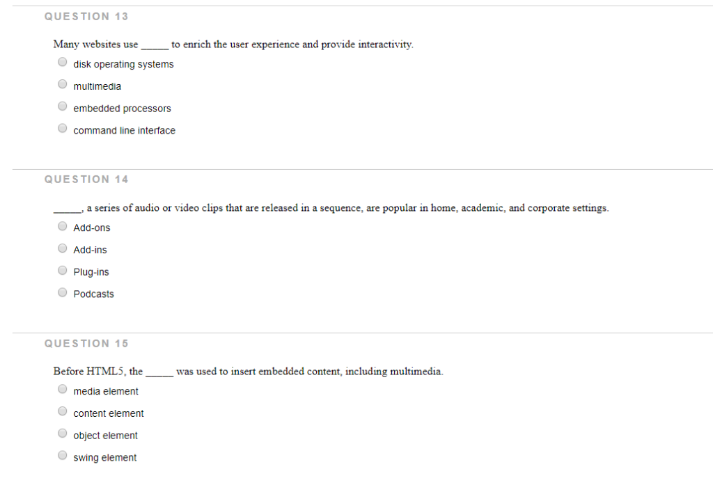 Solved QUESTION 13 Many websites useto enrich the user | Chegg.com