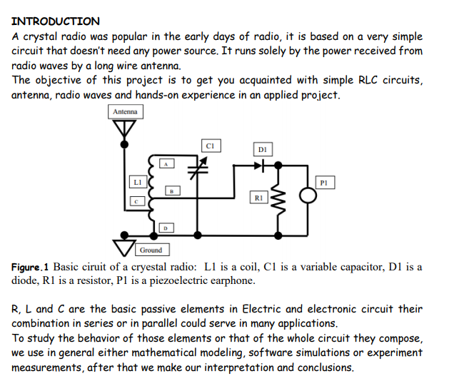 Solved INTRODUCTION A crystal radio was popular in the early