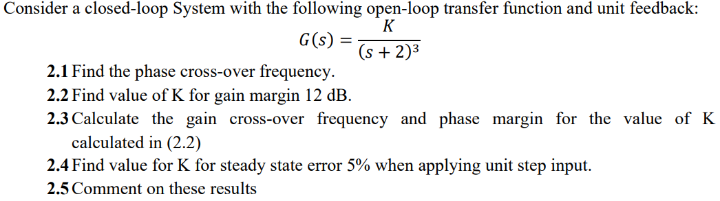 Solved Course : Automatic Control Please solve whole | Chegg.com