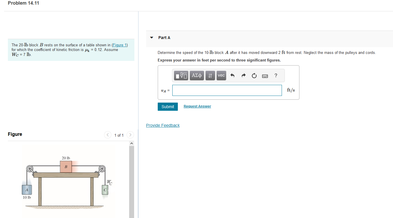 Solved The 20 -lb Block B Rests On The Surface Of A Table | Chegg.com